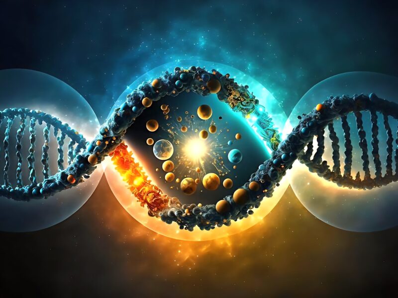 Artistic DNA helix representing paternity testing and genetic evidence before Cyprus Family Courts